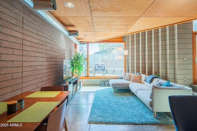 interior space with wood ceiling