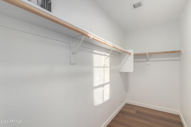 walk in closet featuring dark hardwood / wood-style flooring