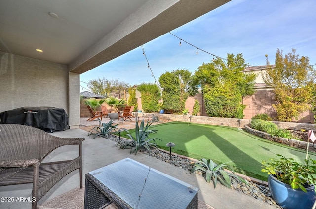 view of patio / terrace featuring a grill