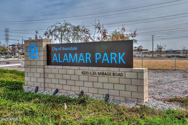 view of community sign