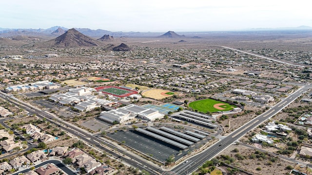 drone / aerial view with a mountain view