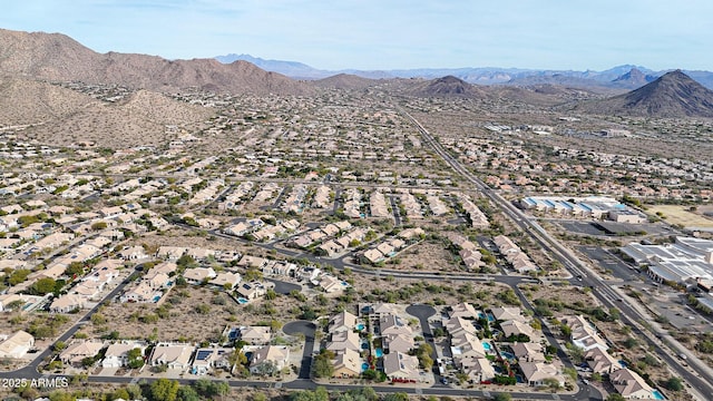 bird's eye view featuring a mountain view