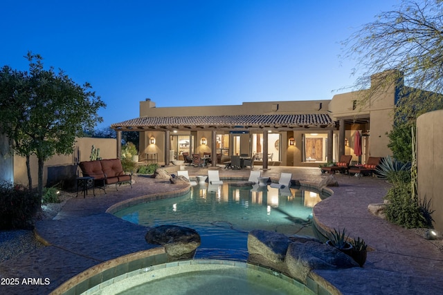 25031 N Paso Trl, Scottsdale, AZ 85255 - view of swimming pool with a fenced in pool, an in ground hot tub, and a patio