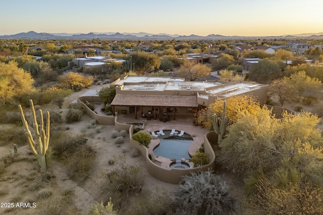 25031 N Paso Trl, Scottsdale, AZ 85255 - aerial view at dusk with a mountain view