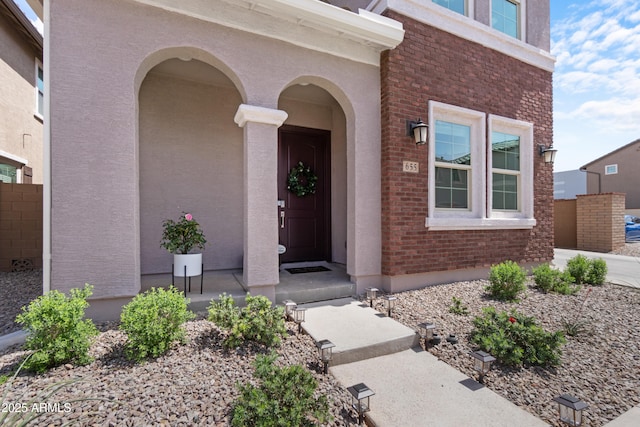 655 S Jacana Ln, Gilbert, AZ 85296 - property entrance featuring brick siding and stucco siding