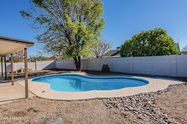 view of swimming pool with a patio area