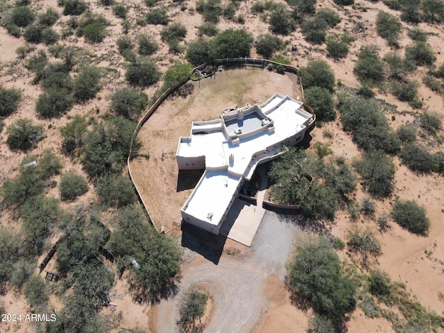 bird's eye view with a desert view