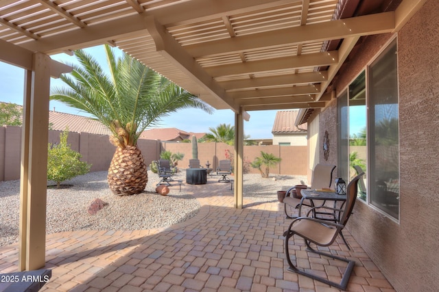 view of patio featuring a pergola