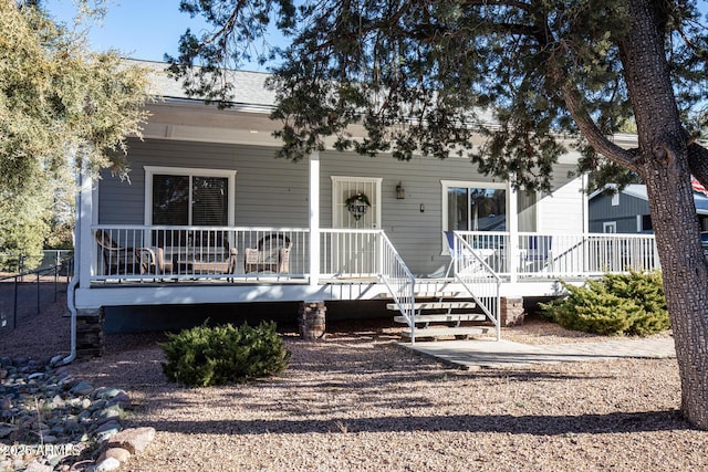 view of front of home with covered porch