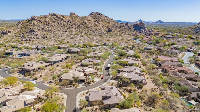 bird's eye view featuring a mountain view and a residential view