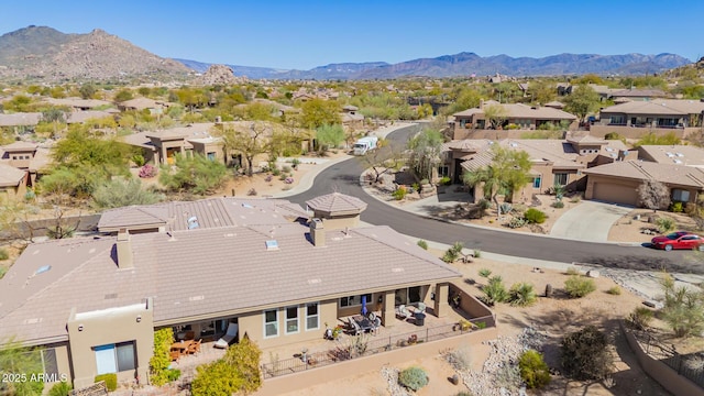 bird's eye view with a mountain view and a residential view