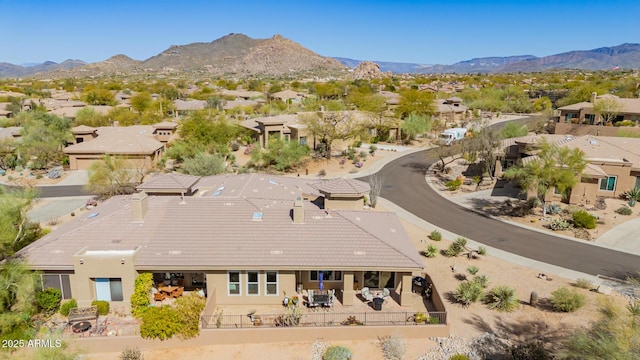 bird's eye view with a mountain view and a residential view