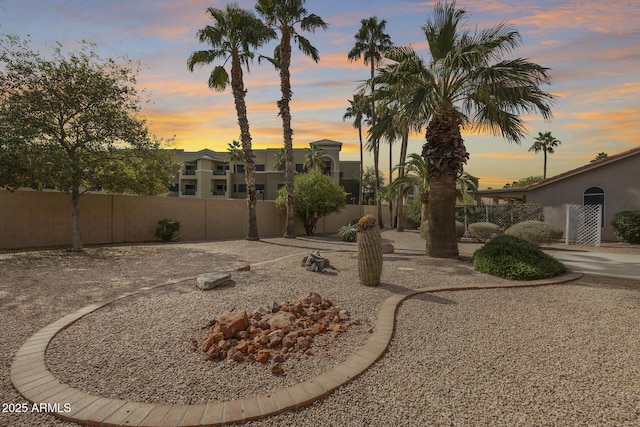 view of yard featuring a patio area and fence