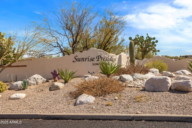 view of community sign