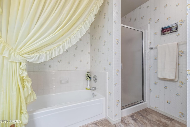 bathroom with independent shower and bath