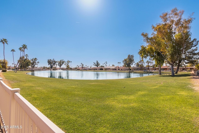 view of yard featuring a water view