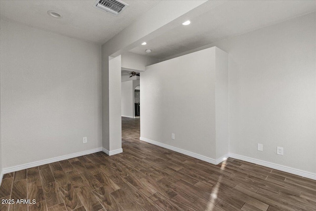 1736 E Bluefield Ave, Phoenix, AZ 85022 - unfurnished room featuring dark wood-style flooring, recessed lighting, and a ceiling fan
