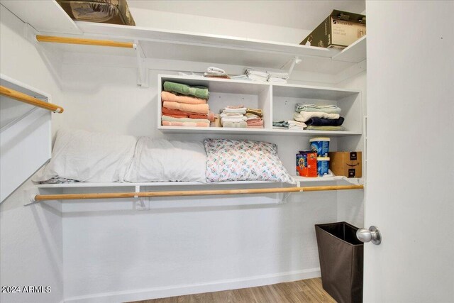 spacious closet featuring light hardwood / wood-style flooring