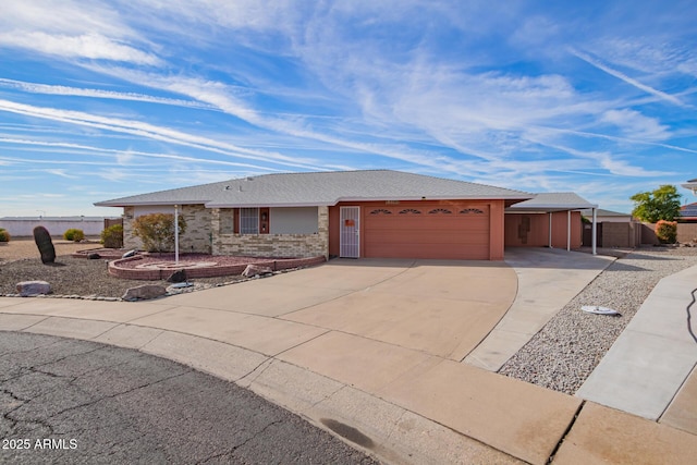 ranch-style home with a garage