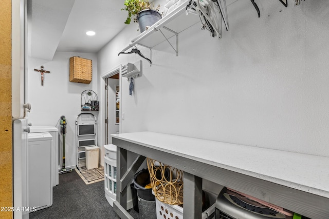 3207 N Steves Blvd, Flagstaff, AZ 86004 - interior space with dark carpet, washer and dryer, and recessed lighting