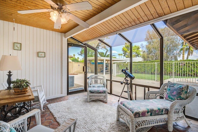 2846 E Lupine Ave, Phoenix, AZ 85028 - sunroom / solarium with beamed ceiling, ceiling fan, and a wealth of natural light
