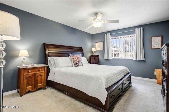 2846 E Lupine Ave, Phoenix, AZ 85028 - bedroom with a ceiling fan, baseboards, and light colored carpet
