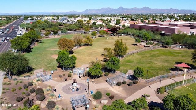 aerial view with a mountain view