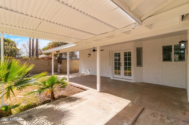 view of patio featuring french doors