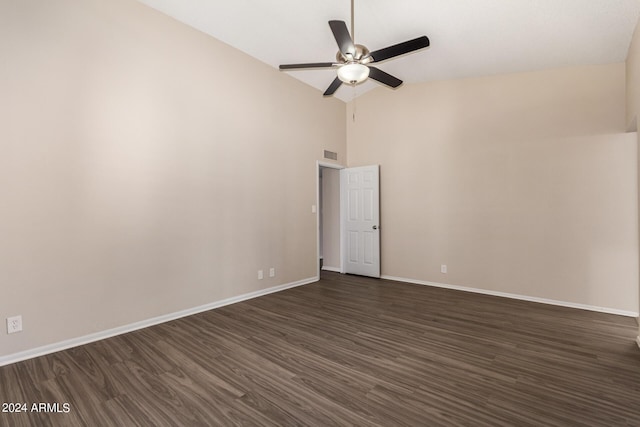 6034 E Hillview St, Mesa, AZ 85205 - empty room with baseboards, visible vents, dark wood-style flooring, and a ceiling fan