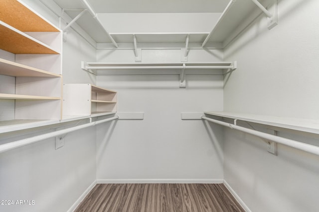 walk in closet with wood-type flooring