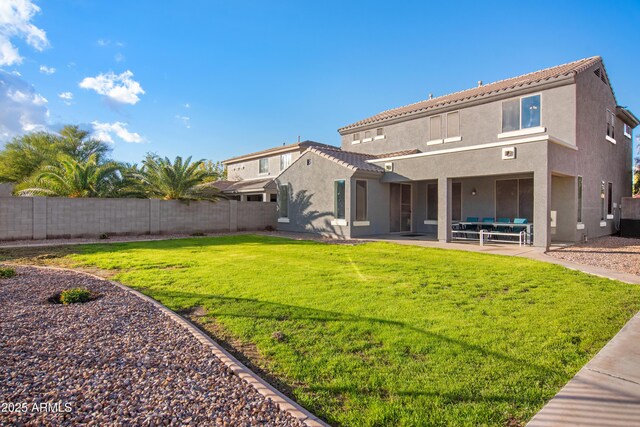 4221 S Fireside Ct, Gilbert, AZ 85297 - back of property featuring a patio area, stucco siding, and a tiled roof