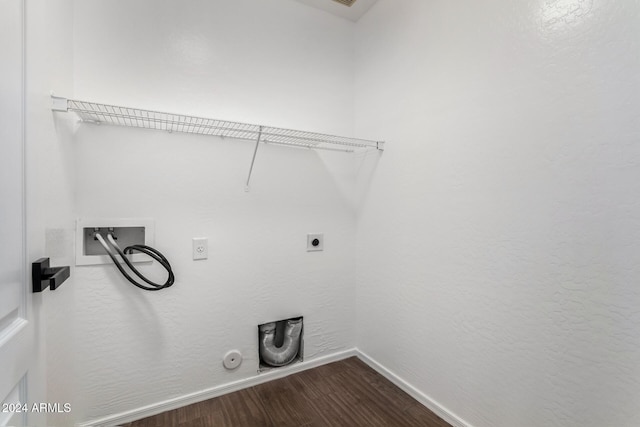 laundry area with washer hookup, hardwood / wood-style flooring, hookup for a gas dryer, and electric dryer hookup