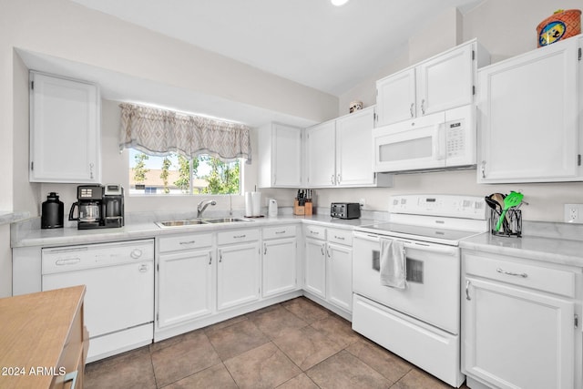 13051 N 75th Dr, Peoria, AZ 85381 - kitchen with white appliances, a sink, white cabinetry, and light countertops