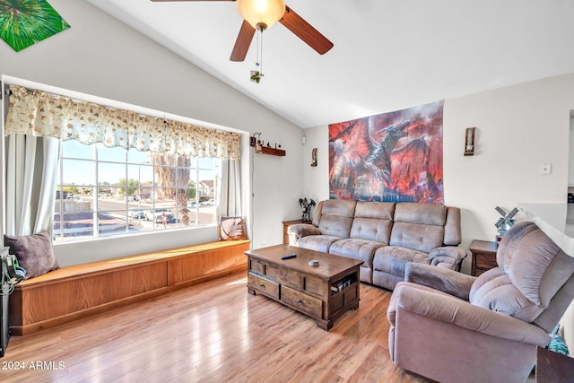 13051 N 75th Dr, Peoria, AZ 85381 - living area featuring lofted ceiling, ceiling fan, and wood finished floors