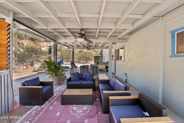 view of patio / terrace featuring outdoor lounge area and ceiling fan