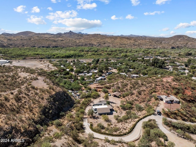 drone / aerial view featuring a mountain view