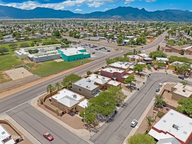 aerial view with a mountain view