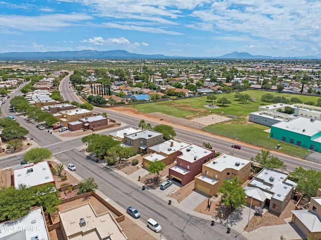 aerial view with a mountain view