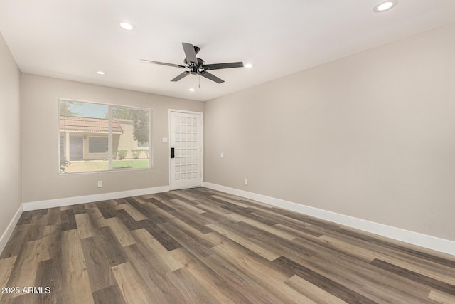 17228 N 16th Dr Unit 3, Phoenix, AZ 85023 - empty room featuring a ceiling fan, recessed lighting, and dark wood-style floors
