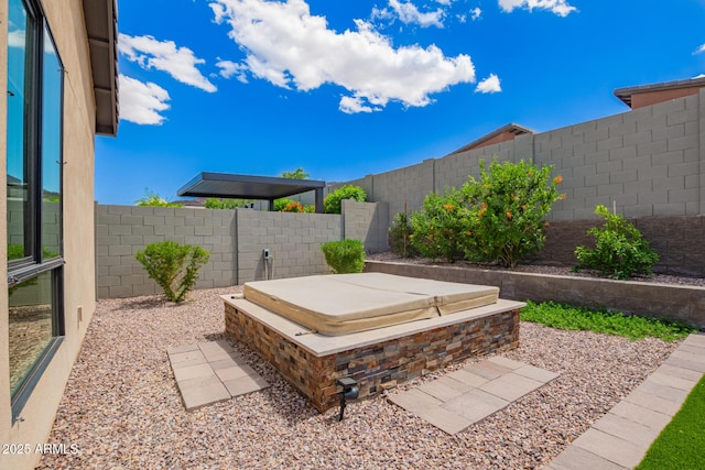view of yard with a fenced backyard