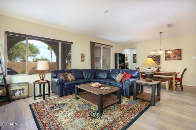 living room featuring light hardwood / wood-style flooring