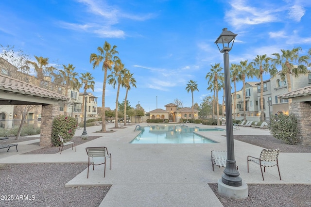 view of swimming pool featuring a patio