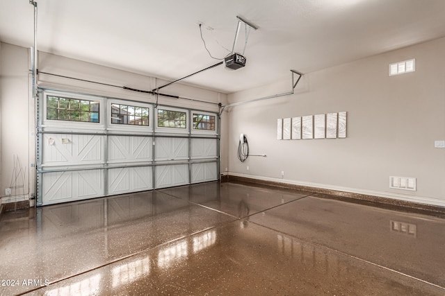 garage with a garage door opener