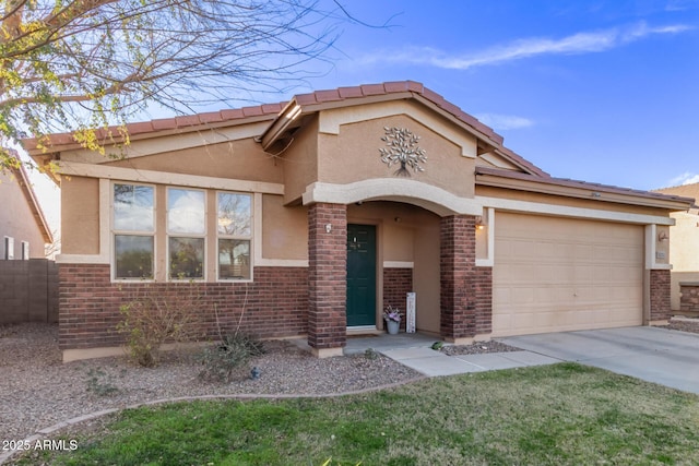 view of front of property with a garage