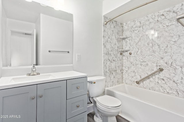 full bathroom with vanity, toilet, and tub / shower combination