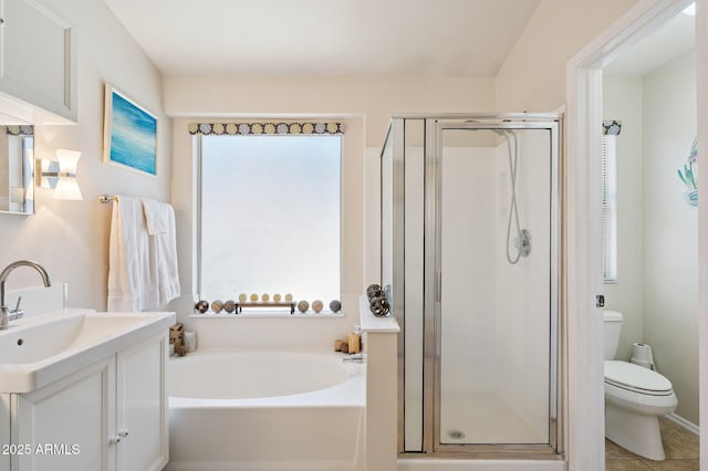 3133 E Redwood Ct, Phoenix, AZ 85048 - full bathroom featuring vanity, a shower stall, and a garden tub