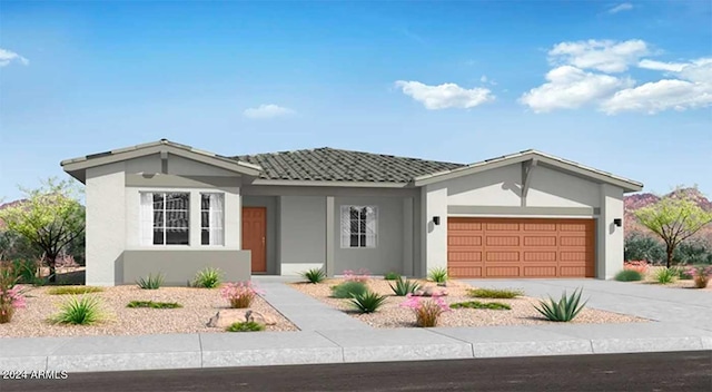 single story home with stucco siding, driveway, and an attached garage