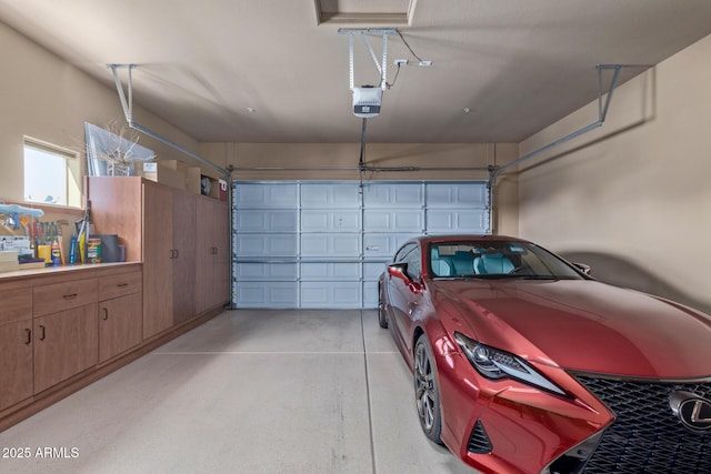 garage with a garage door opener