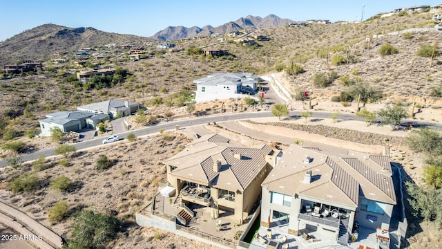 aerial view with a mountain view