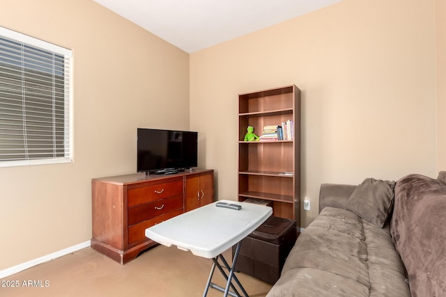 living area with baseboards